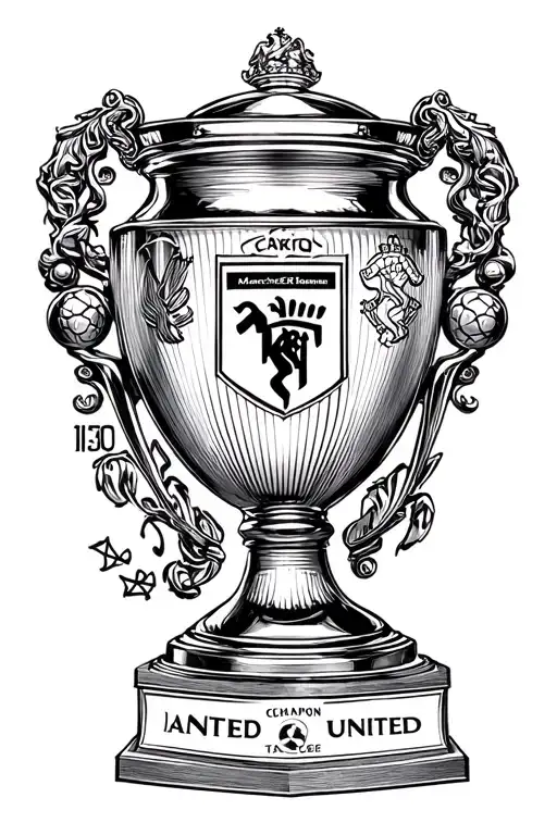 Manchester United With Champions League Trophy