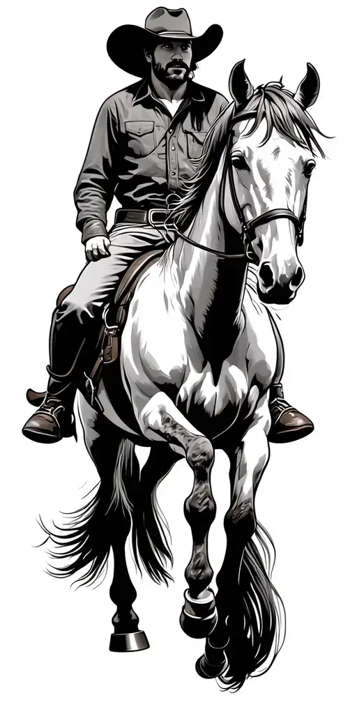 Cowboy Riding A Horse