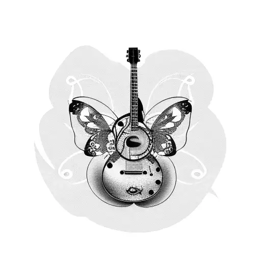Guitar With Butterfly And Ballerina Strings