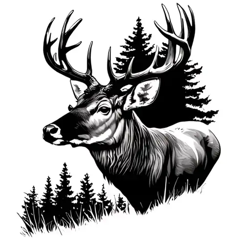 Whitetail Buck Standing In Woods