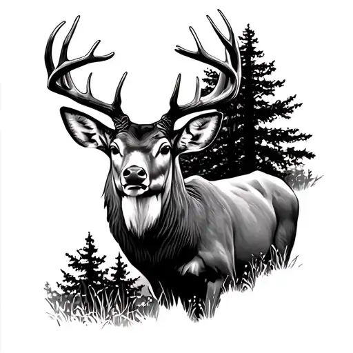 Whitetail Buck Standing In Woods