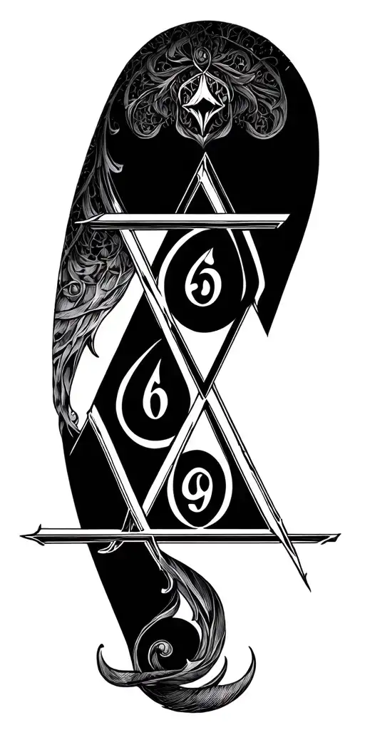 Sigil With A Triangle And 6 And 9 In The Middle Of The Triangle