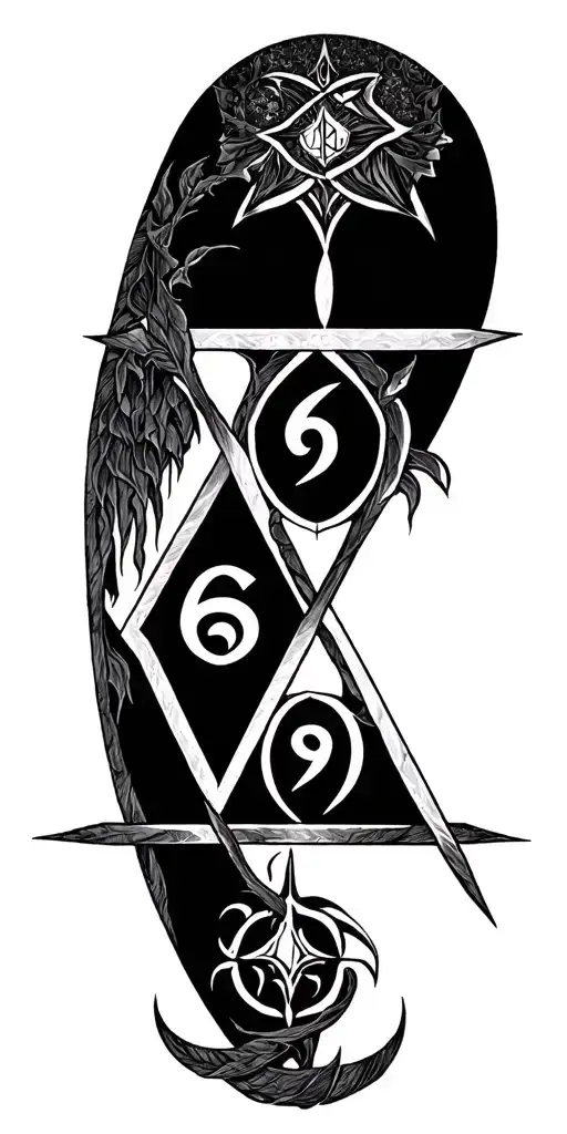 Sigil With A Triangle And 6 And 9 In The Middle Of The Triangle