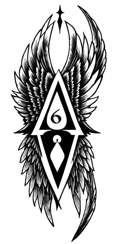 Sigil With A Triangle And 6 And 9 In The Middle Of The Triangle And Wing