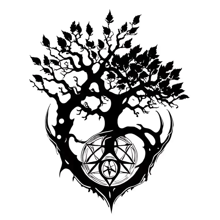 Pagan Symbols And Life Tree Branch