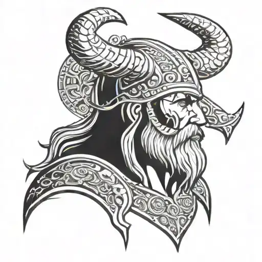 Viking With Horns Above The