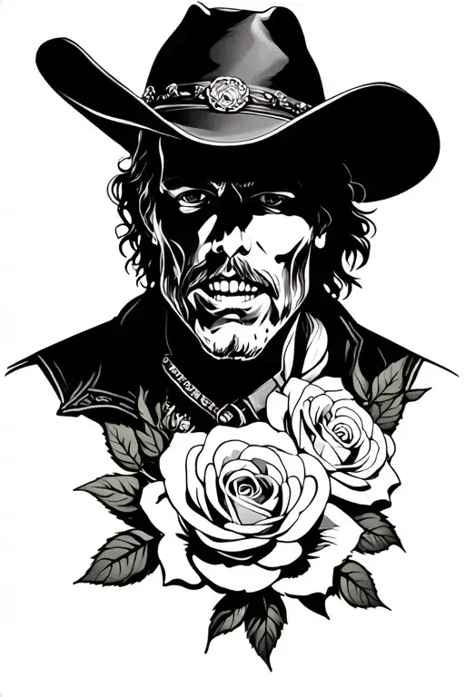 Badass Cowboy With Roses Intertwined