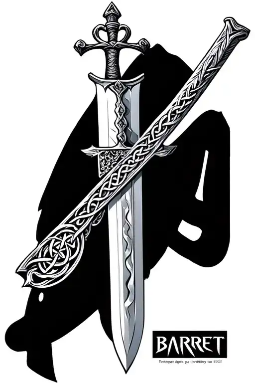 Irish Celtic Longsword With The Surname Barrett On The Blade