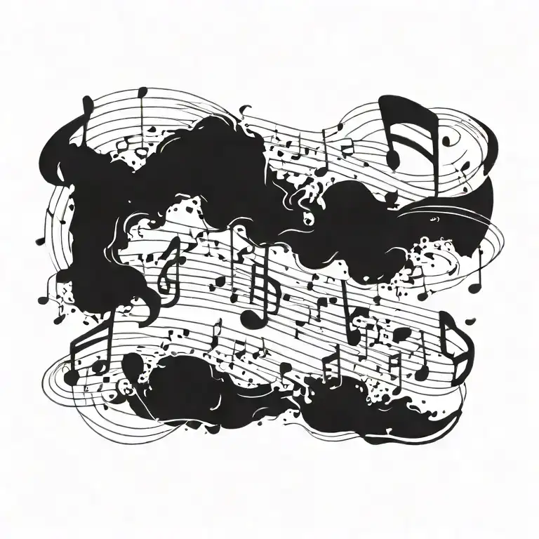 Champion In Tattoo Design Combining Music Notes