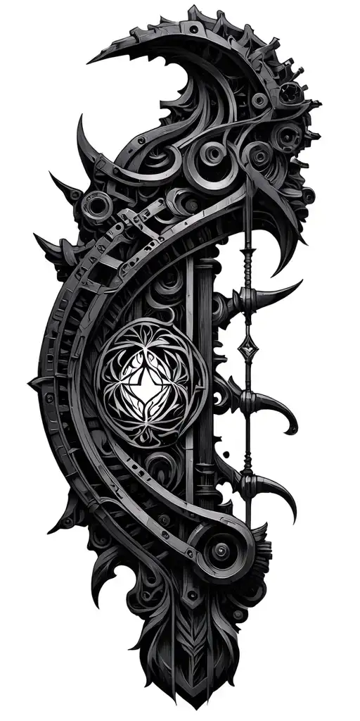 An Intricate Design Of A Sigil Casing Spellss With Machine Parts Incorporated Into The Background