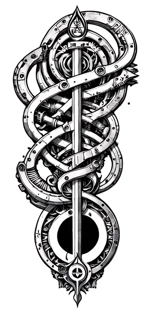 An Intricate Design Of A Sigil Casing Spells With Machine Parts Incorporated Into The Background