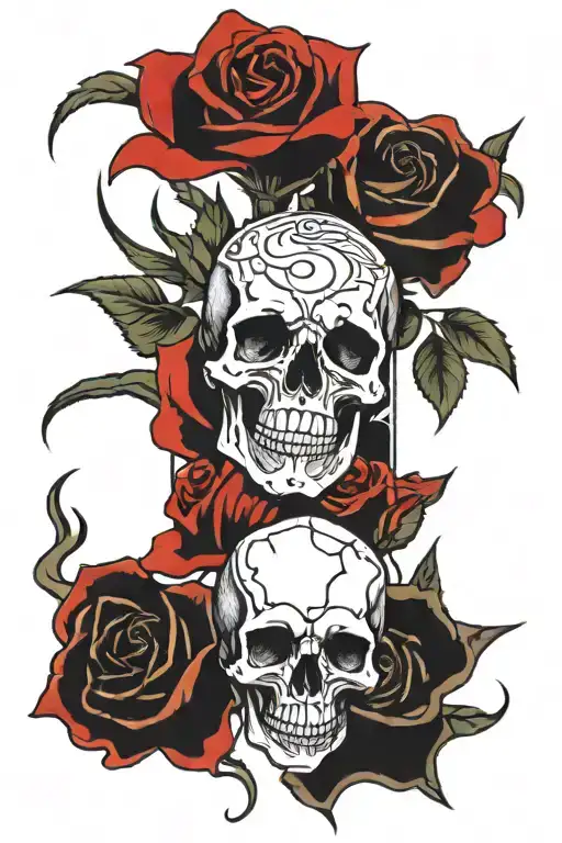 Roses And Skull And Scorpio With Red