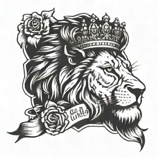 A Lion With A Crown Made Of Memories And A Banner That Says 'Live To Win Die With Memories'