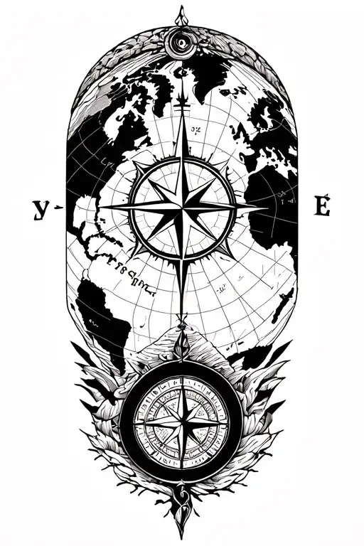 Compass In A World Map