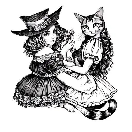 Alice Wonderland Holding A Cat