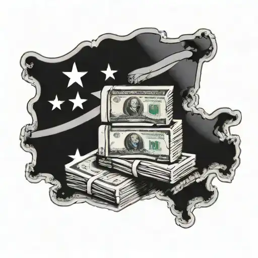 A Stack Of Money With A North Carolina State Flag Draped Over It