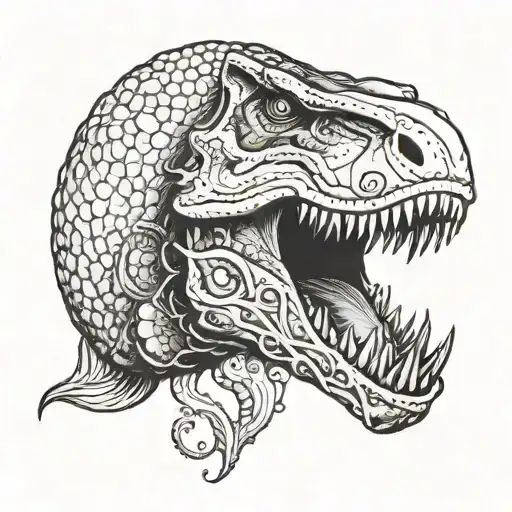 T-rex Head With A Mermaid Tail Fossil