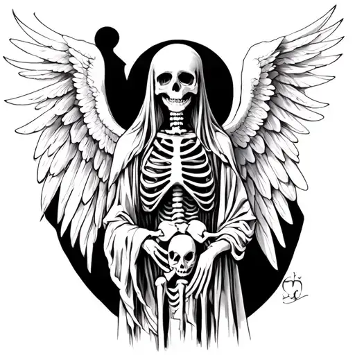 Angel Of Death With A Skeleton In Her Hand