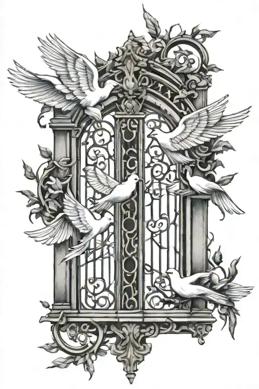 Heaven Gates With Doves And Thorns
