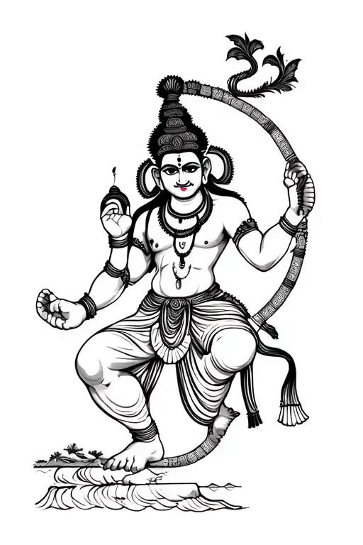 Hanuman Ji With 1 Line Of Hanuman Chalisha Written On It