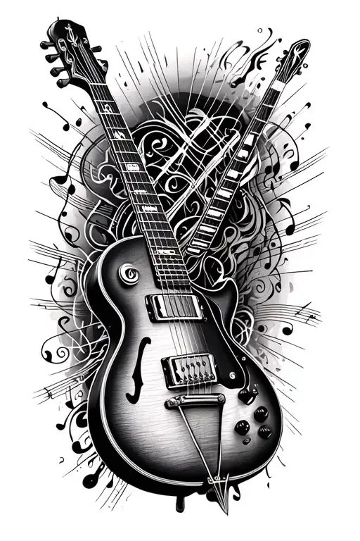 Guitars And Music Staff Wrapped