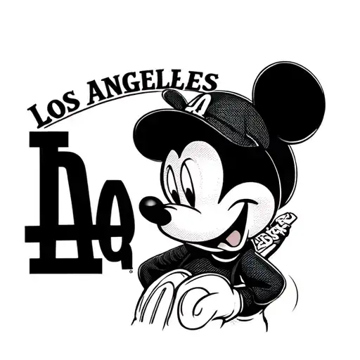 Los Angeles Dodgers Logo Gangster Mickey Mouse
