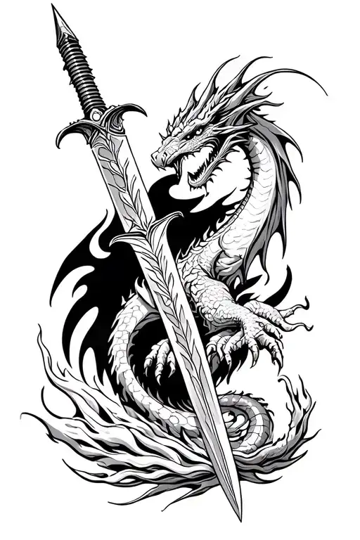 Gladius With Fire Breathing Dragon In The Background