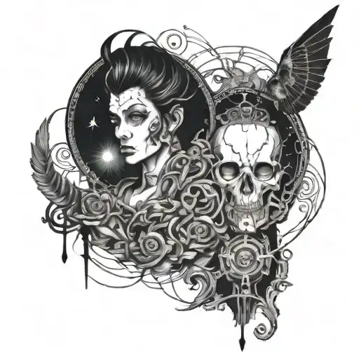 The Manipulator And The Dark Background Black And White In Half Sleeve