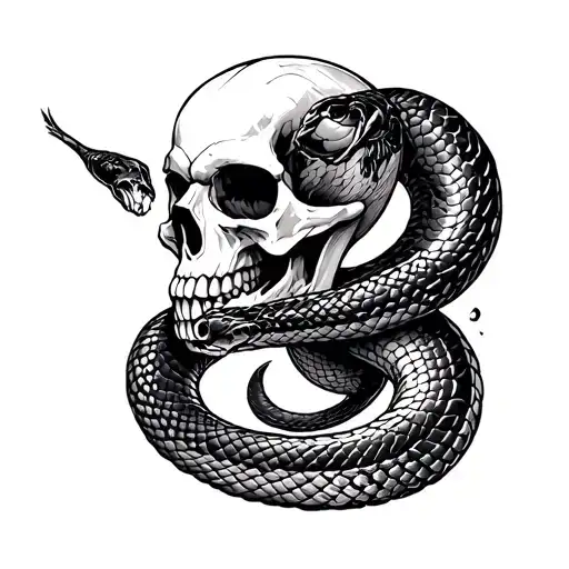 Skull And Cobra Intertwined