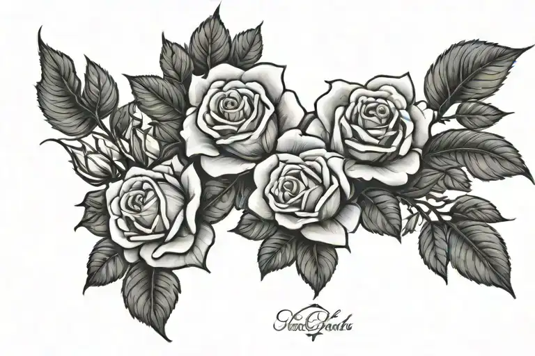 Rose Bush 3 Names Incorporated Representing The Client's Love On Back