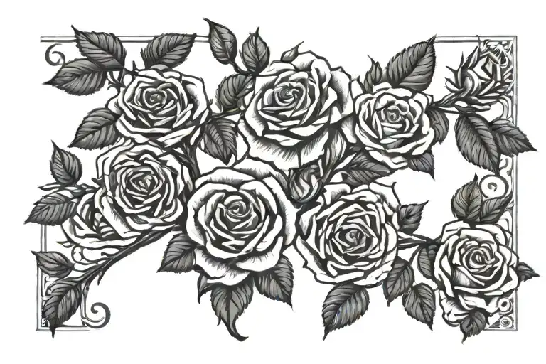 Rose Bush Family Tree 3 Names Incorporated On Back Shoulder To Shoulder