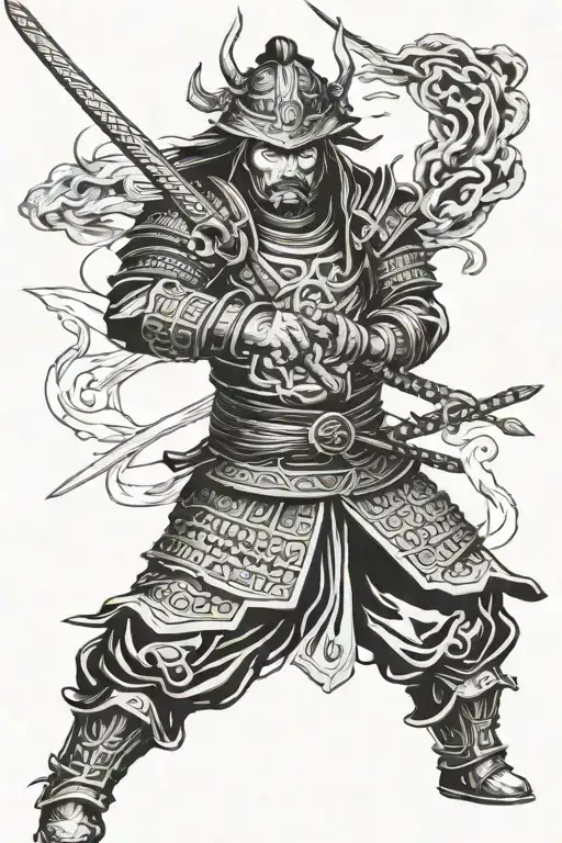 Catholic Samurai Warrior Battling