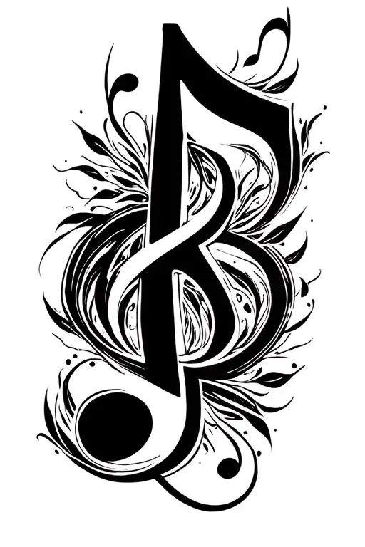 Musical Note With An R In It In Tribal Style