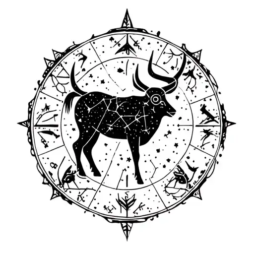 Zodiac Taurus Sign With Constellation