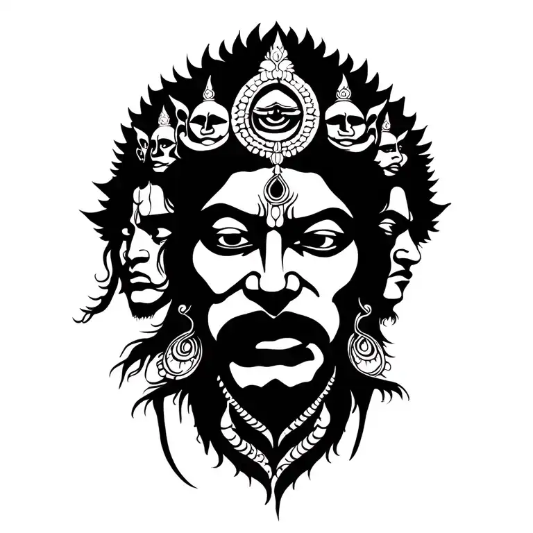 Lord Shiva With Ravanan Multiple Ten Face