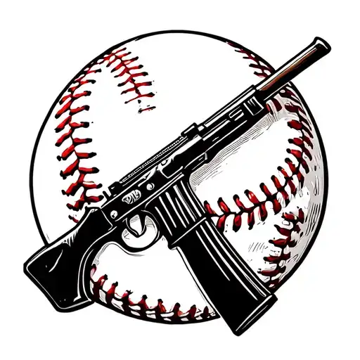 A Baseball Diamond With Hunting Rifles As Bases