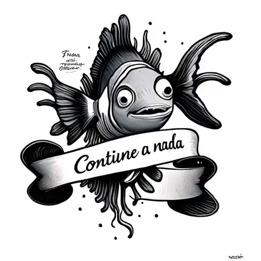 A Tattoo Inspired By The Movie 'Finding Nemo' With The Phrase 'Continue A Nada'