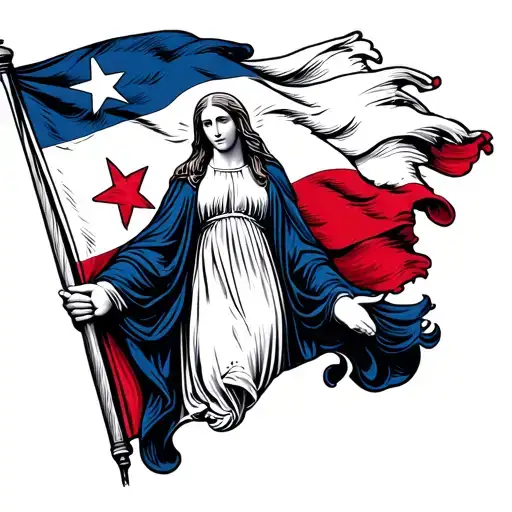 Virgin Mary Holding Texas Flag