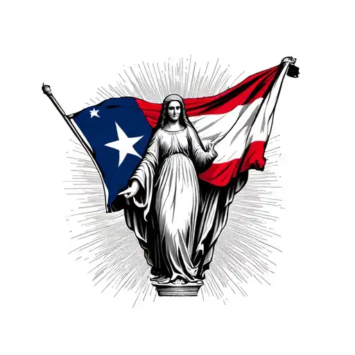 Virgin Mary Holding Texas Flag Inside