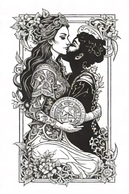 Tarot Card With Two Women Kissing