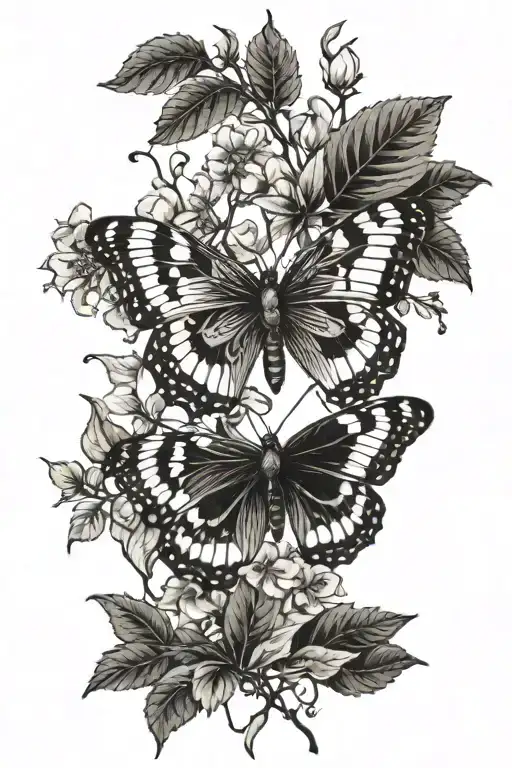 Traditional Butterfly Amidst Brambles And Wild Garden Scene
