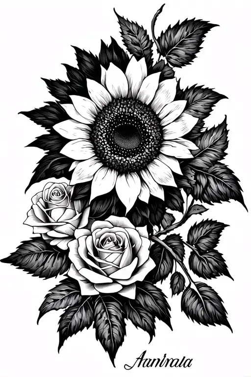 Sunflowers Roses With Sons Names Written