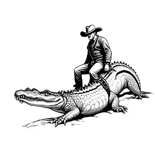 Cowboy Riding An Alligator