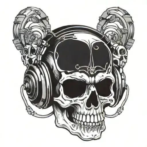 Skull Wearing Headphones