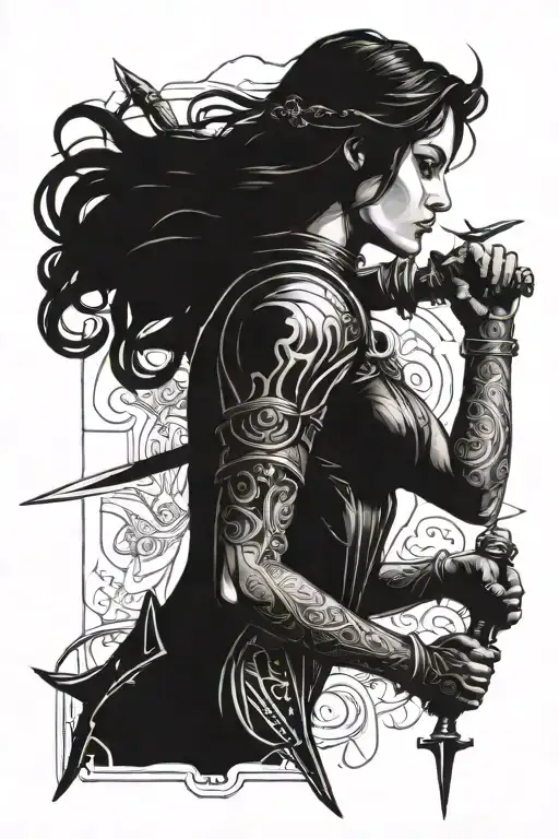 Woman Sagittarius Body Profile Warrior Holding