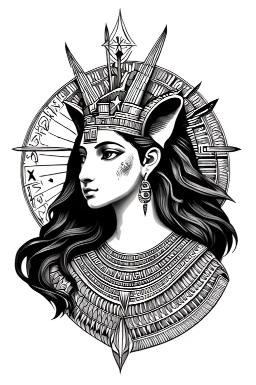 Create A Forearm Tattoo Centered On Leo Featuring The Regulus Star And Sekhmet Egyptian Goddess