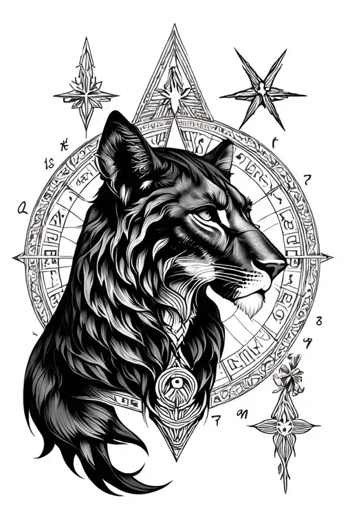Create A Forearm Tattoo Centered On Leo Featuring The Regulus Star And Sekhmet