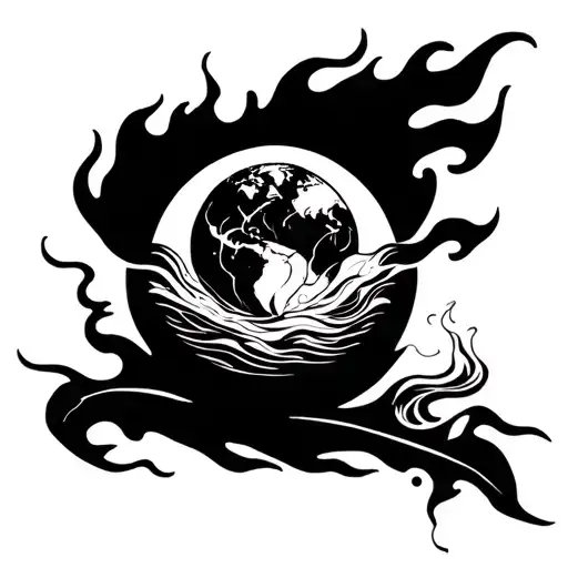 Water Air Fire And Earth Together Symbolizing The Client's