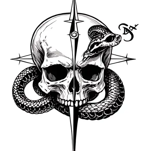 Skull& Compass With Snake