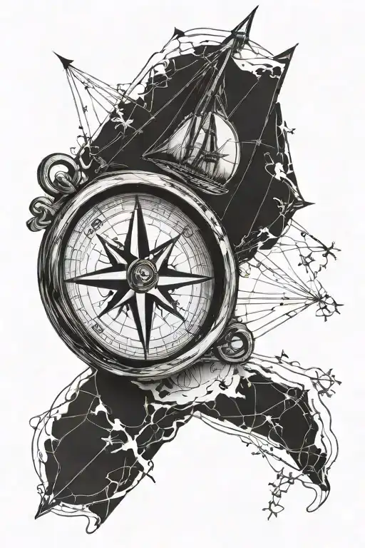 Ship Compass And Map